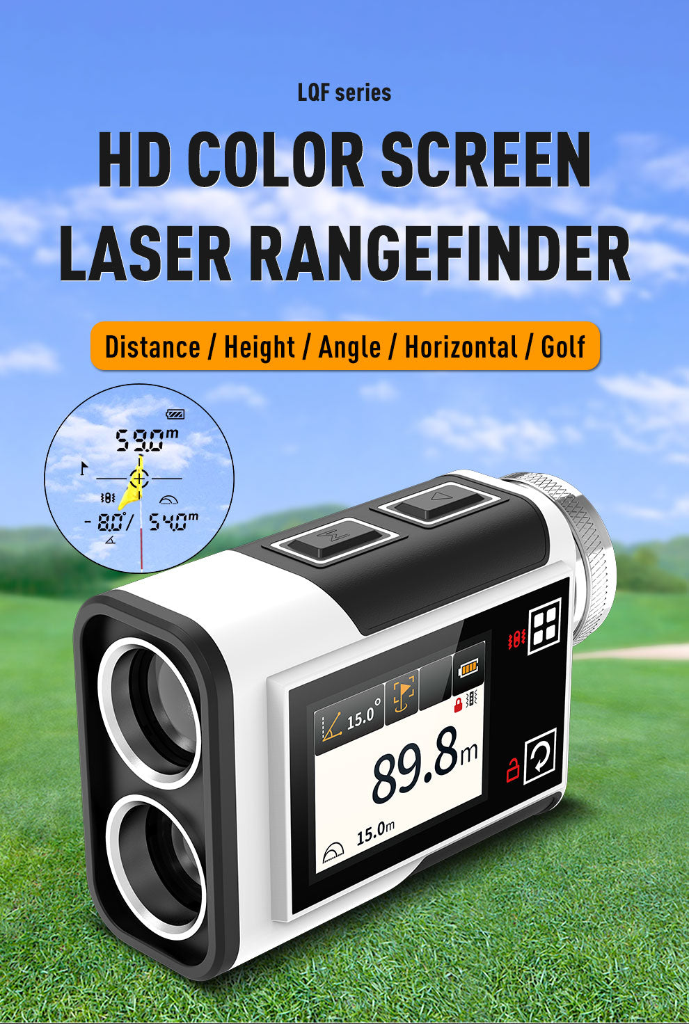 Laser Rangefinder, Beneya Golf/Hunting Rangefinder Rechargeable with 6X Magnification, LCD Display, External Color Display, Angle/Slope Compensation, Unit Switch, Speed Measurement, Scan Mode, Functional Range Finder