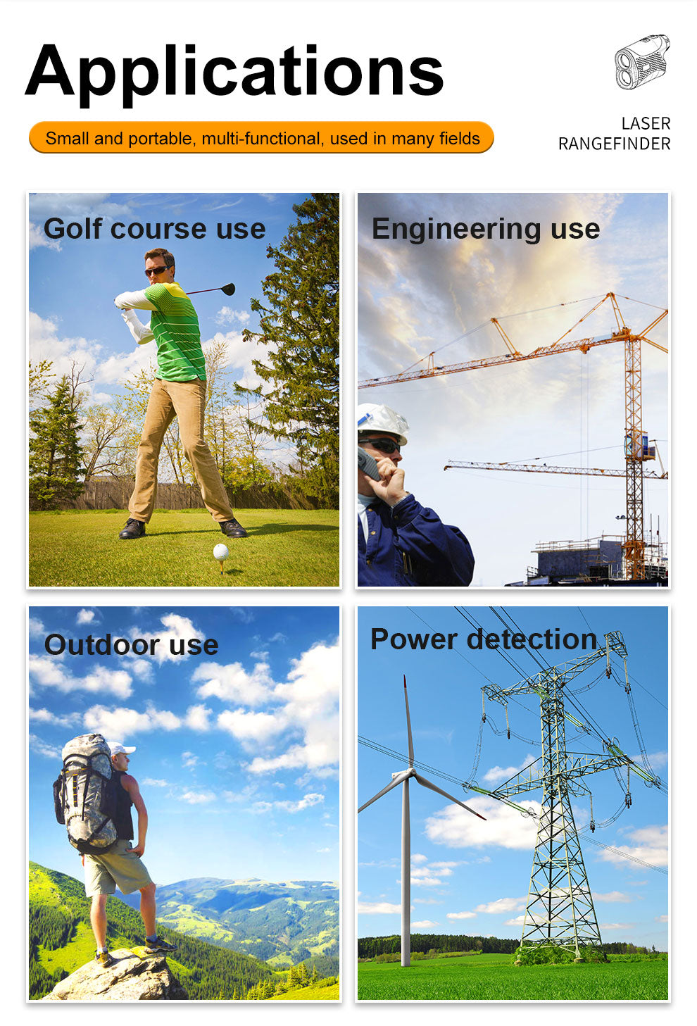 Laser Rangefinder, Beneya Golf/Hunting Rangefinder Rechargeable with 6X Magnification, LCD Display,Angle/Slope Compensation/Unit Switch/Speed/Scan/Functional Range Finder