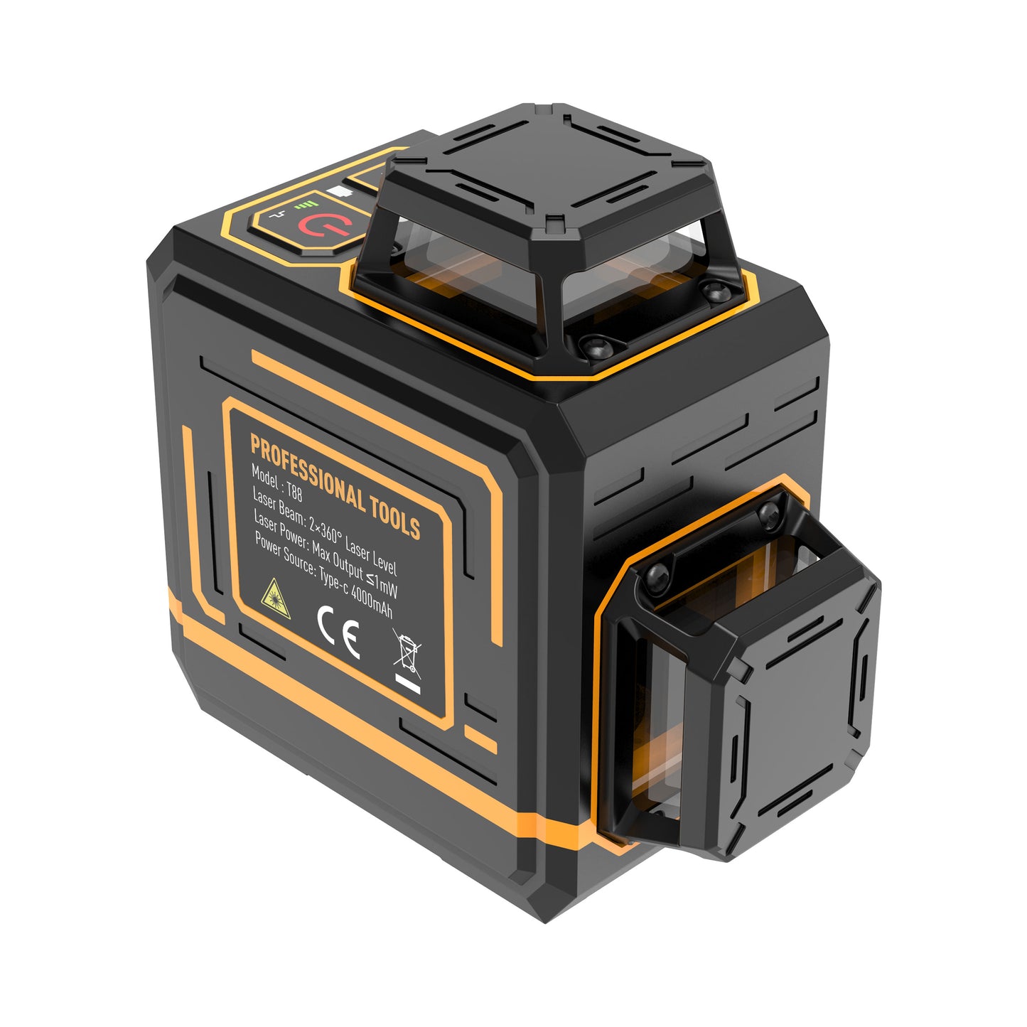 Beneya 8-Line 2×360° Green Beam Laser Level with Light Intensity Adjustment, Rechargeable Lithium Battery (Type-C Port), Horizontal & Vertical Self-Leveling Tool