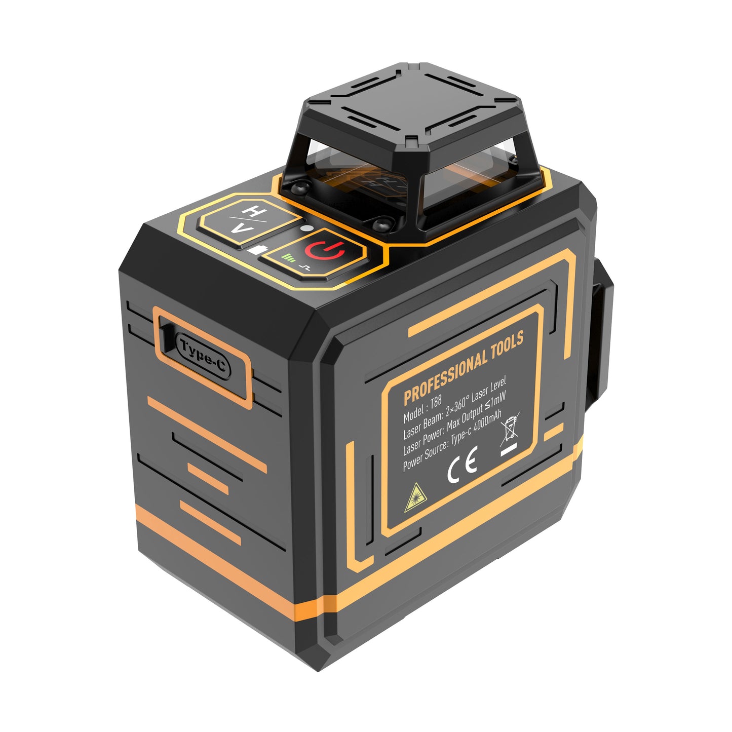 Beneya 8-Line 2×360° Green Beam Laser Level with Light Intensity Adjustment, Rechargeable Lithium Battery (Type-C Port), Horizontal & Vertical Self-Leveling Tool