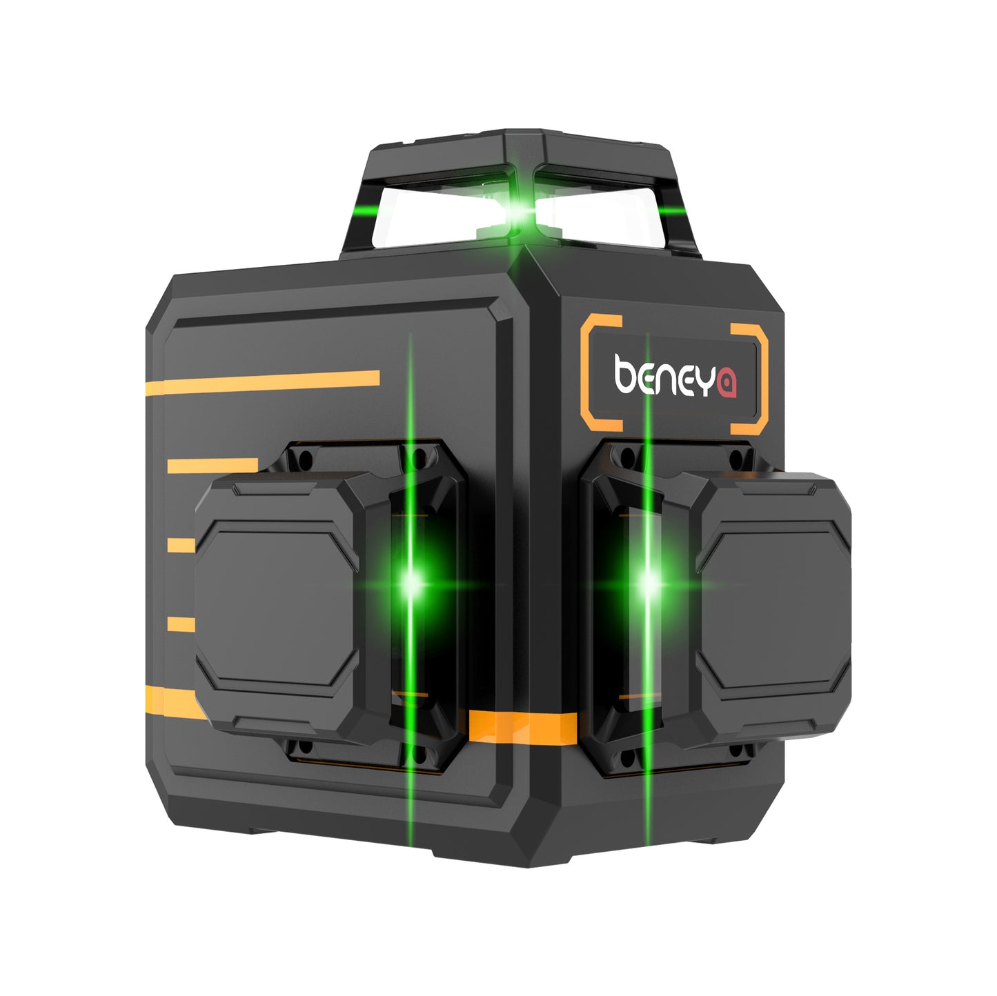 Beneya 12-line 3×360° green beam laser level with light intensity adjustment function, rechargeable lithium battery (Type-C interface), and automatic leveling tools for horizontal and vertical.