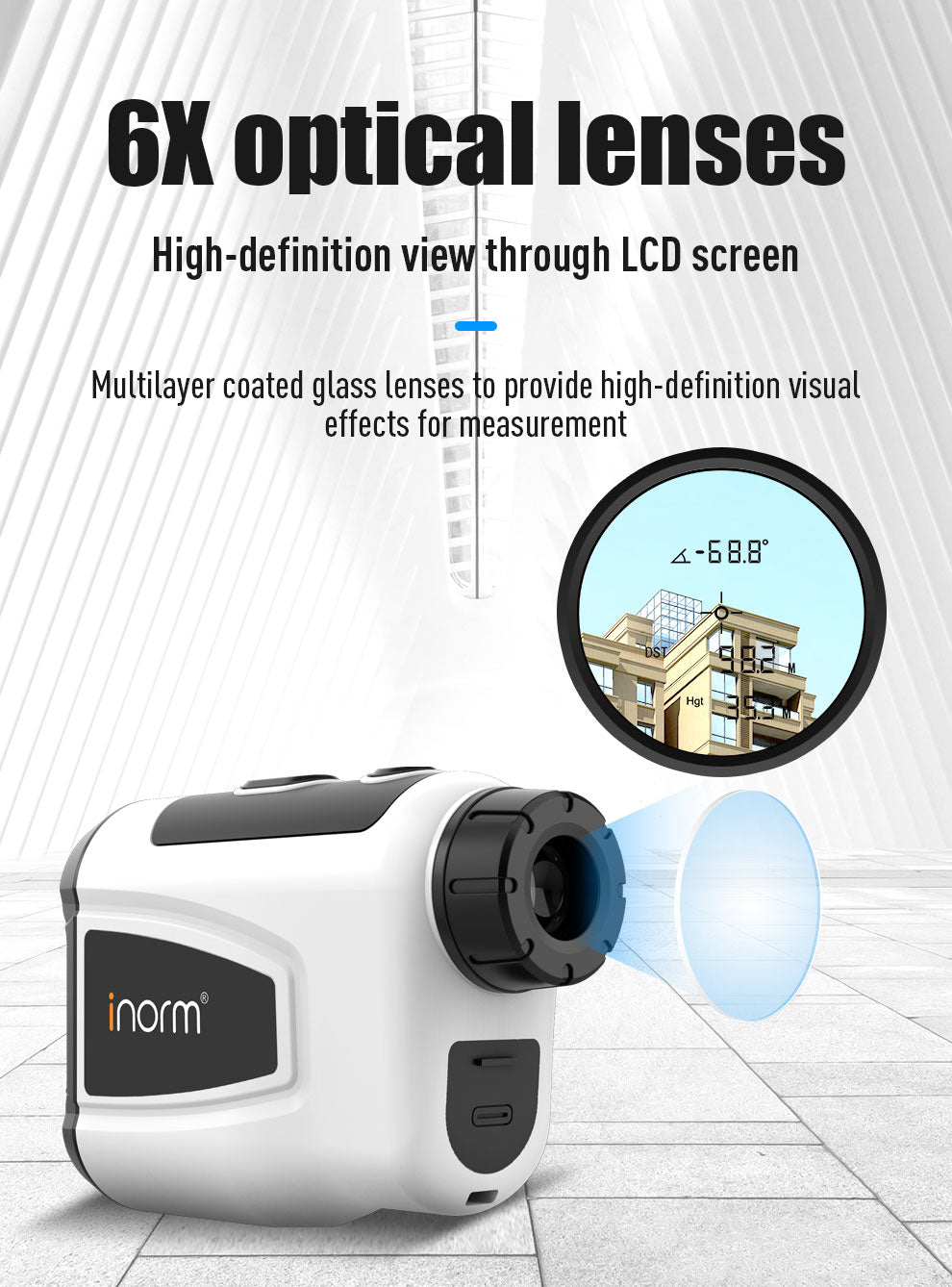 Laser Rangefinder, Beneya Golf/Hunting Rangefinder Rechargeable with 6X Magnification, LCD Display,Angle/Slope Compensation/Unit Switch/Speed/Scan/Functional Range Finder