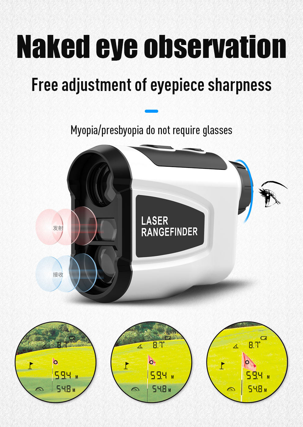 Laser Rangefinder, Beneya Golf/Hunting Rangefinder Rechargeable with 6X Magnification, LCD Display,Angle/Slope Compensation/Unit Switch/Speed/Scan/Functional Range Finder