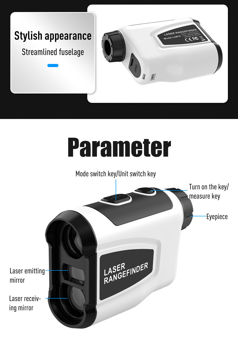 Laser Rangefinder, Beneya Golf/Hunting Rangefinder Rechargeable with 6X Magnification, LCD Display,Angle/Slope Compensation/Unit Switch/Speed/Scan/Functional Range Finder