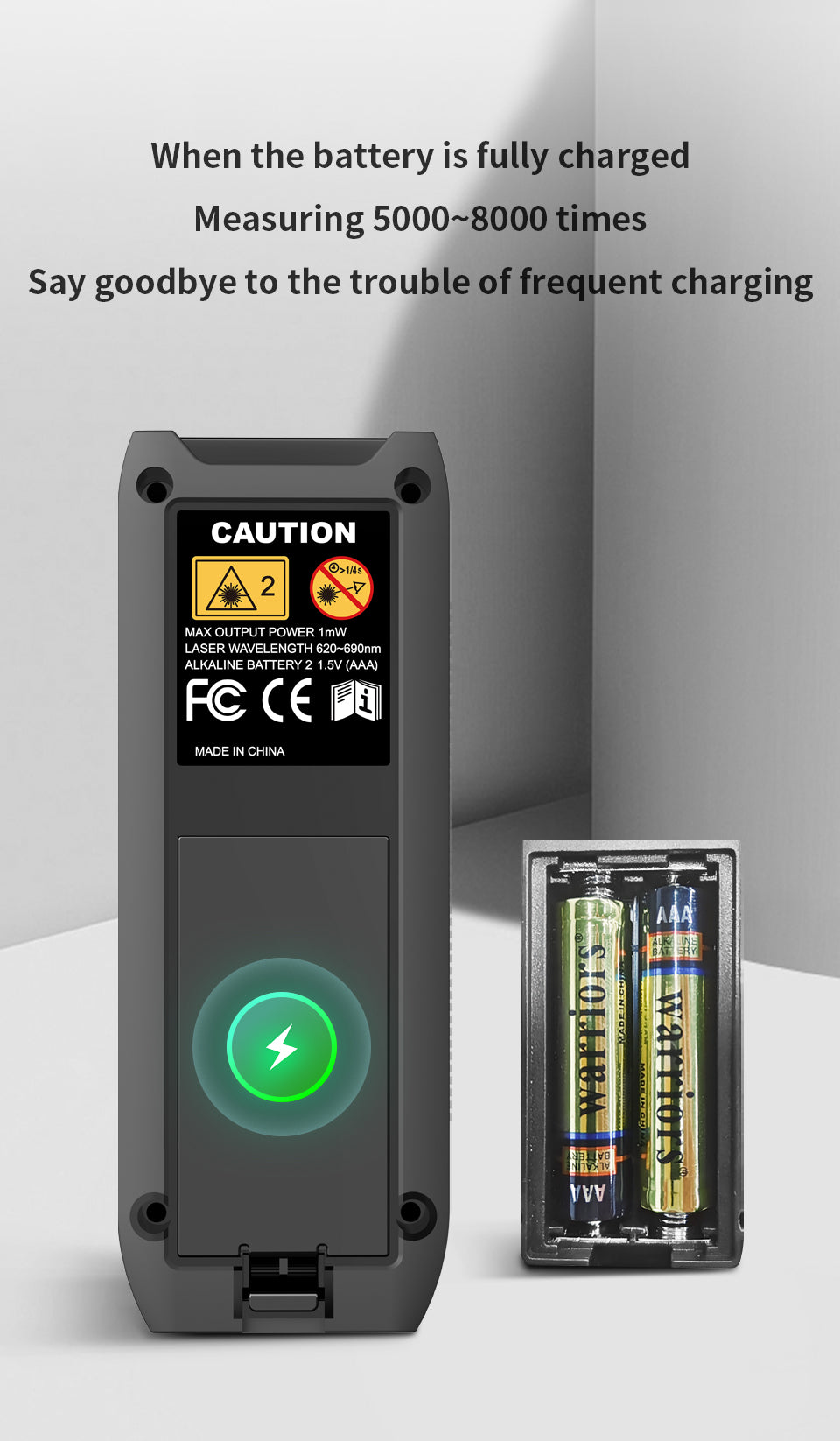 Beneya Professional 196ft/60m Laser Measurement Tool Red Beam, Digital Laser Measure Meter LCD Backlit Display, m/ft/in, Area and Volume