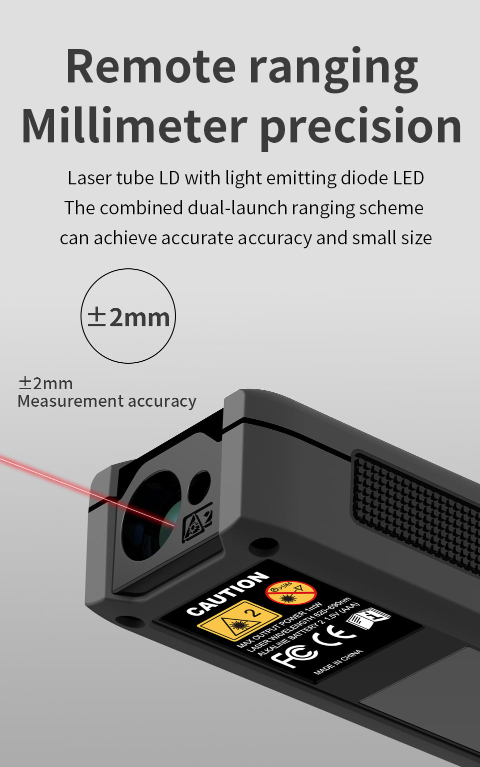 Beneya Professional 196ft/60m Laser Measurement Tool Red Beam, Digital Laser Measure Meter LCD Backlit Display, m/ft/in, Area and Volume