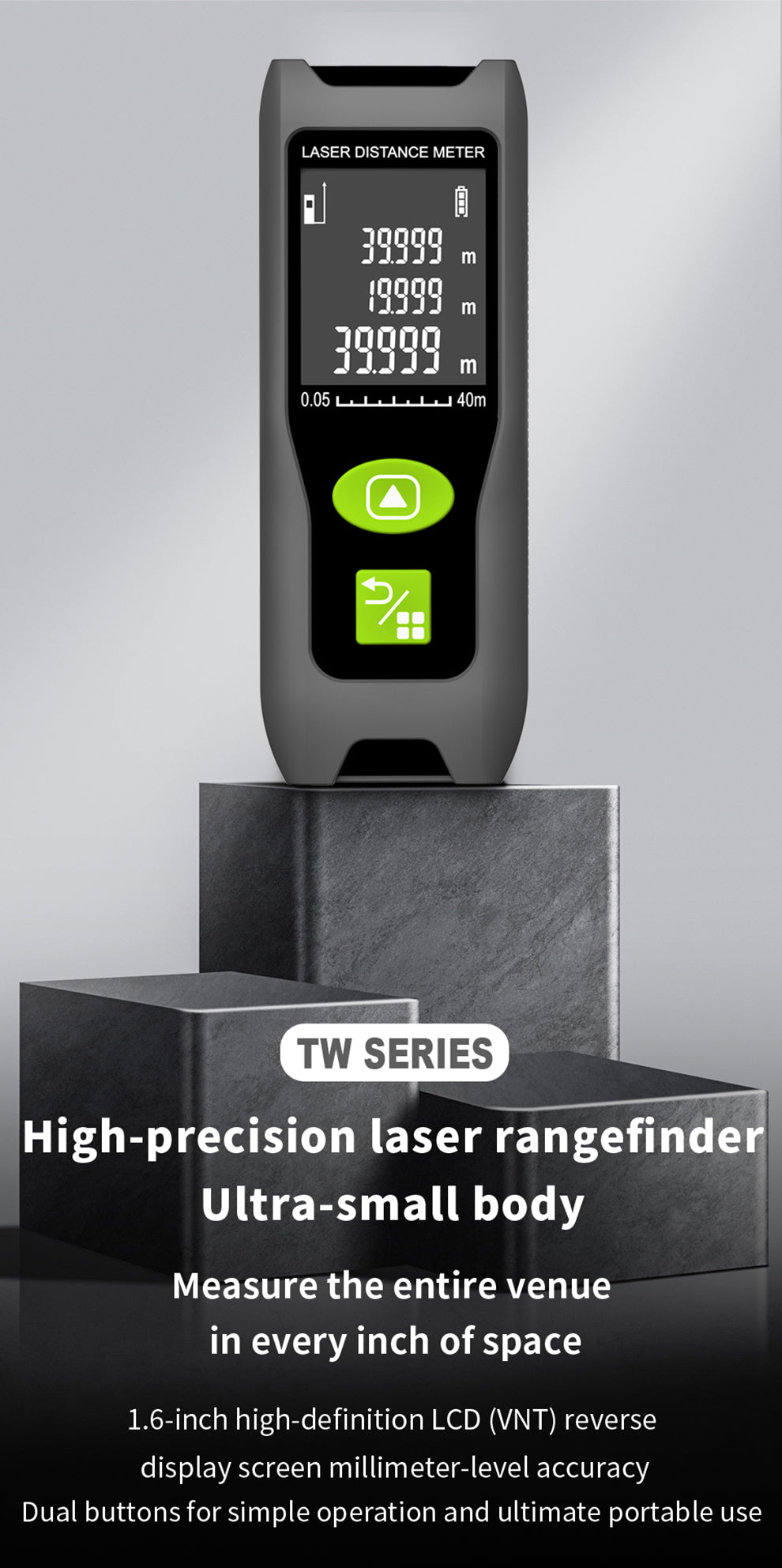 Beneya Professional 262ft/80m Laser Measurement Tool Green Beam, Digital Laser Measure Meter LCD Backlit Display, m/ft/in, Area and Volume