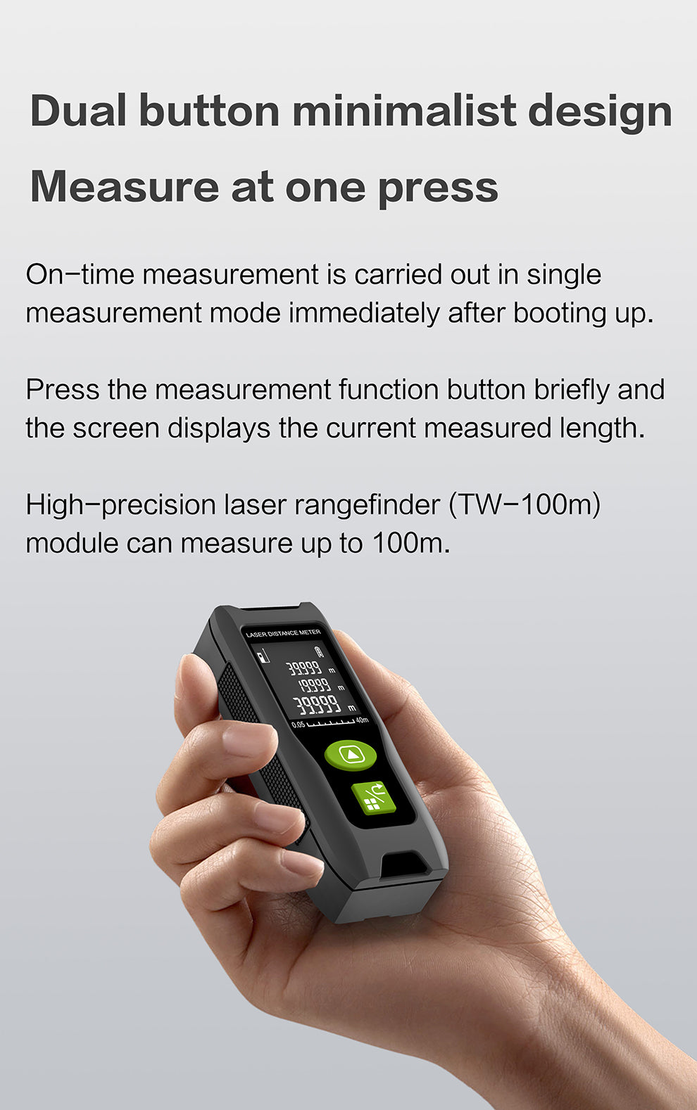 Beneya Professional 262ft/80m Laser Measurement Tool Green Beam, Digital Laser Measure Meter LCD Backlit Display, m/ft/in, Area and Volume