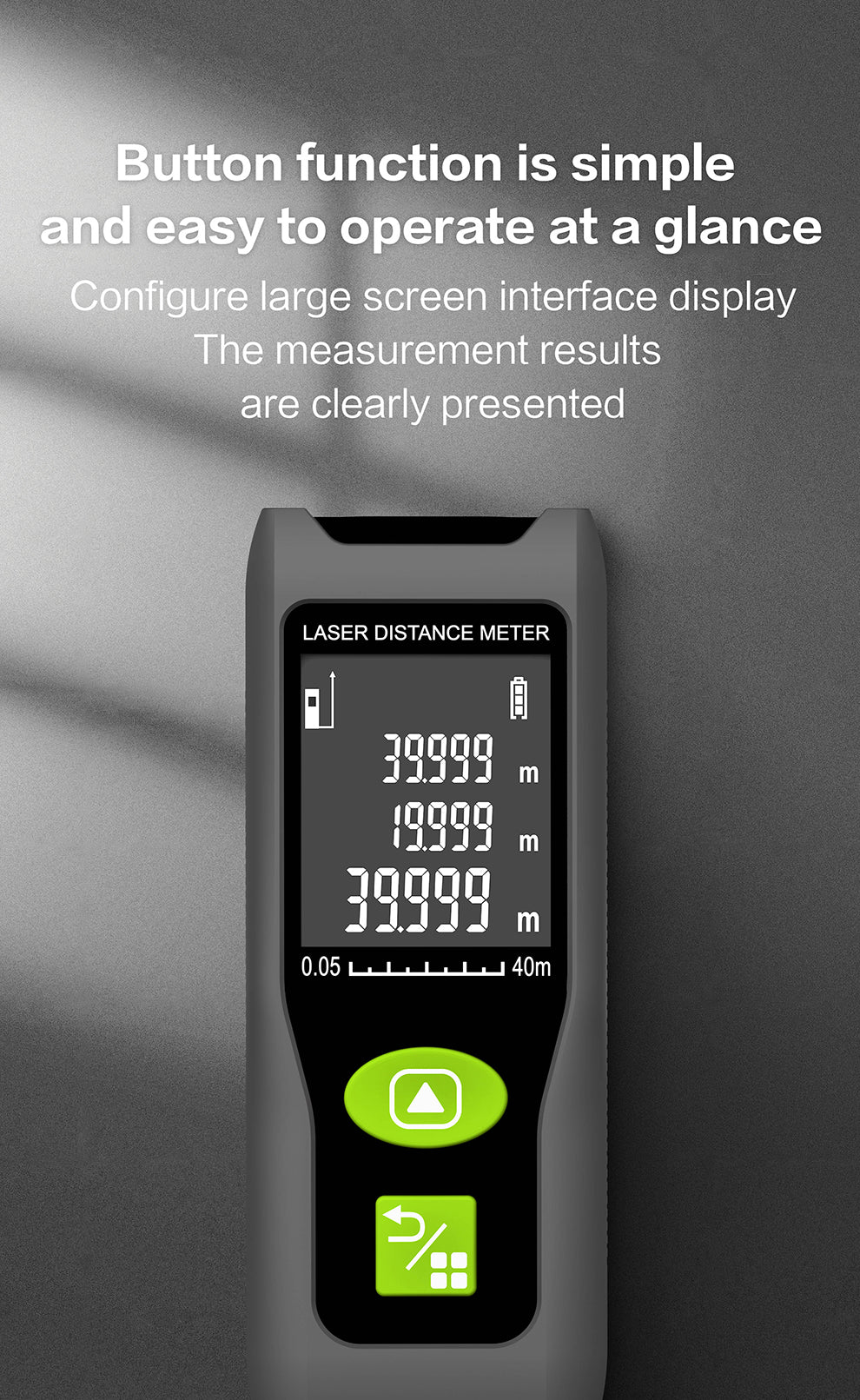 Beneya Professional 262ft/80m Laser Measurement Tool Green Beam, Digital Laser Measure Meter LCD Backlit Display, m/ft/in, Area and Volume